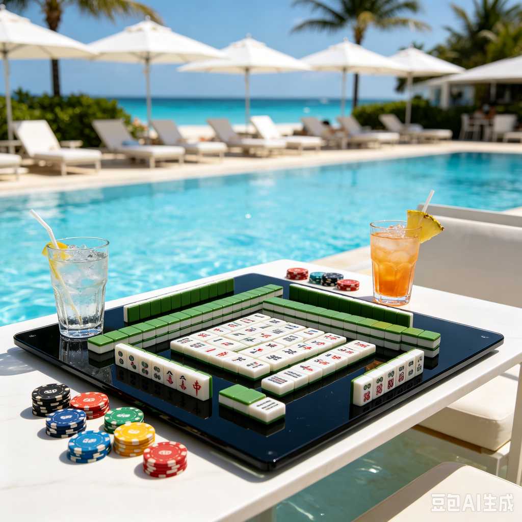 mahjong set with dice and chips